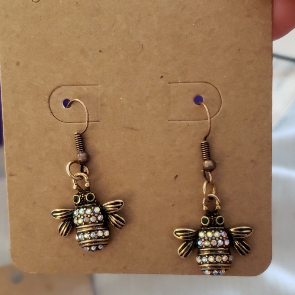 Rhinestone bumblebee earrings